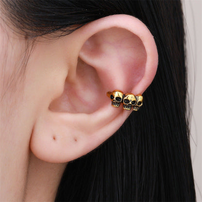 Halloween Punk Skull Clip Earrings