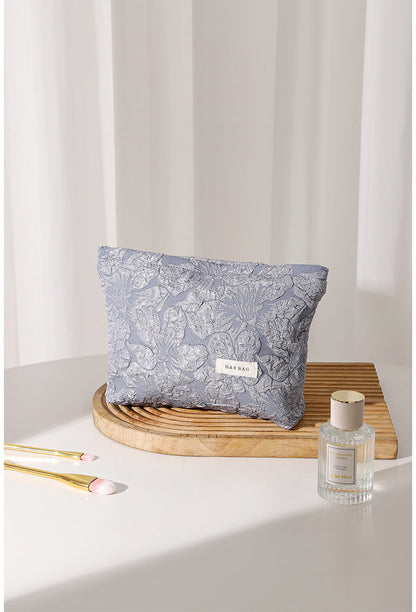 Floral Jacquard Portable Cosmetic Bag