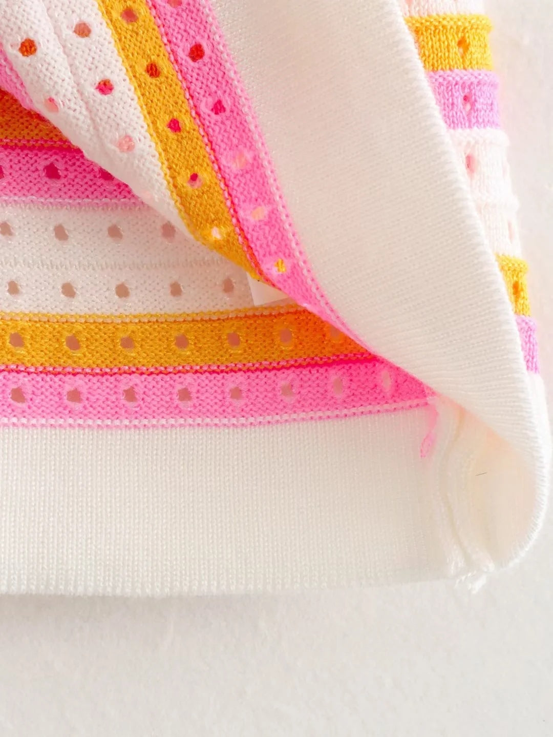 Striped Color Block Lapel Knit Sets