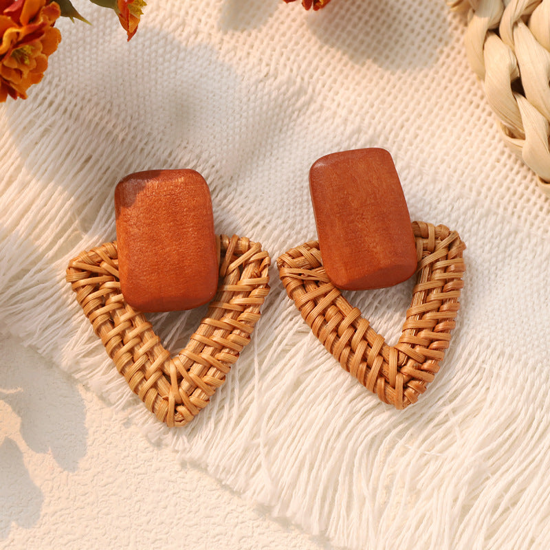 Bohemian Beach Vintage Woven Straw Earrings