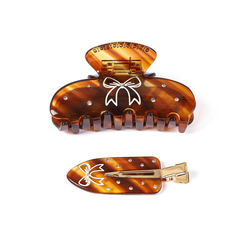 Elegant Bow Acetate Amber Claw Clip