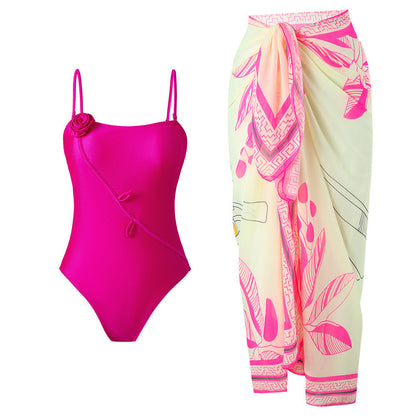 Flower One Piece Swimwear Print Cover