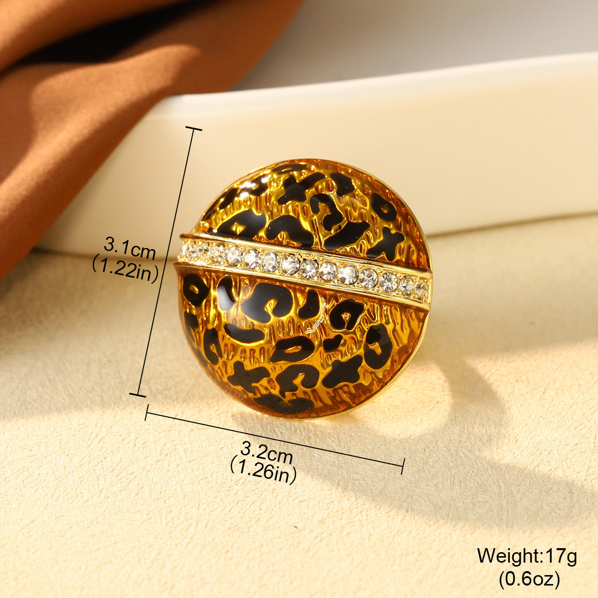 Vintage Enamel Leopard Print Heart Ring