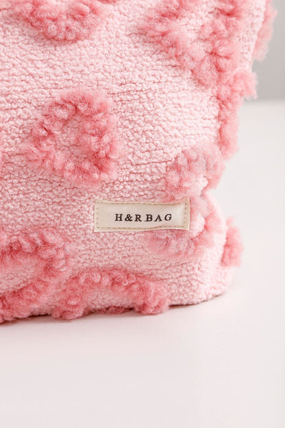 Pink Plushed Love Jacquard Make Up Bag