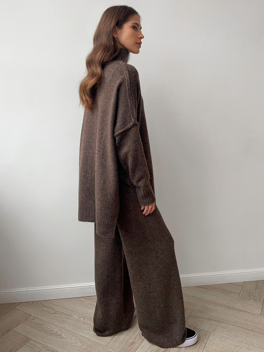 Loose High Collar Knit Sets