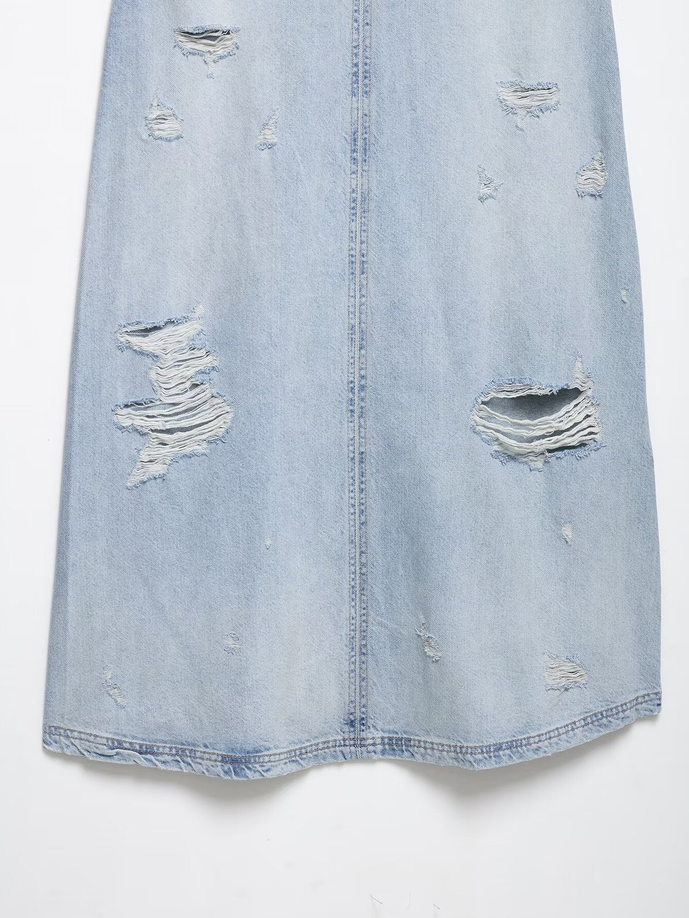 Ripped Washed Sleeveless V-Neck Denim Midi Dresses