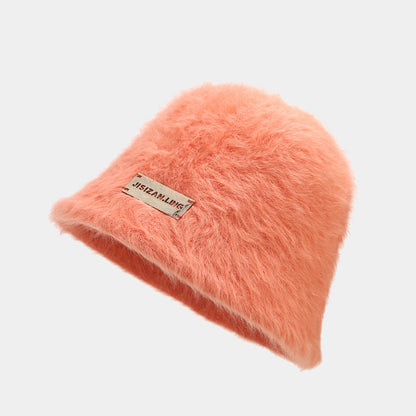 Soft Solid Color Fuzzy Warm Bucket Hat
