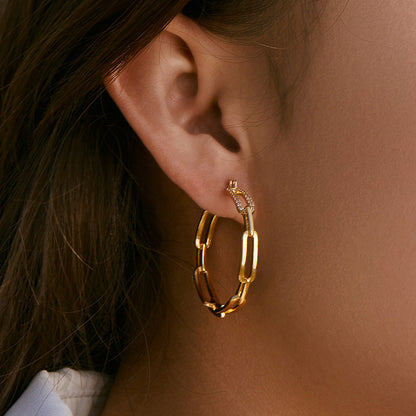 Large Vintage Plain Gold Hoop Earrings