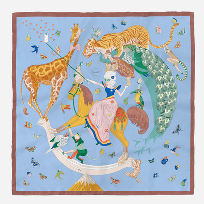 Colorful Animal Print Square Silk Scarf