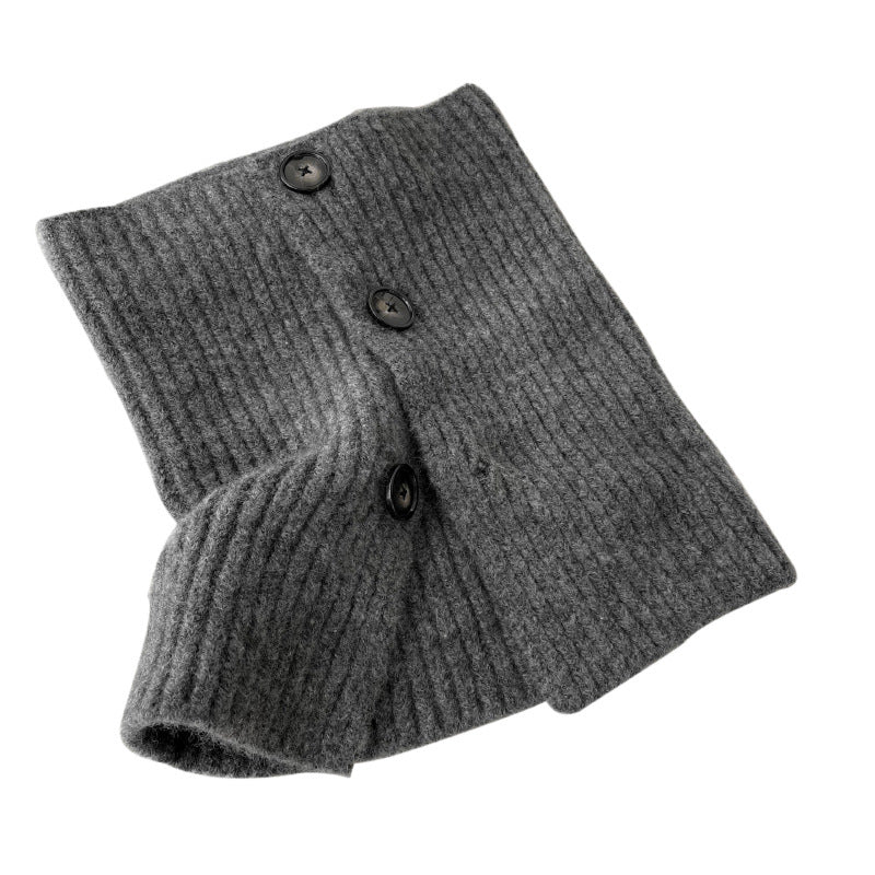 High Collar Button Down Simple Knit Scarve