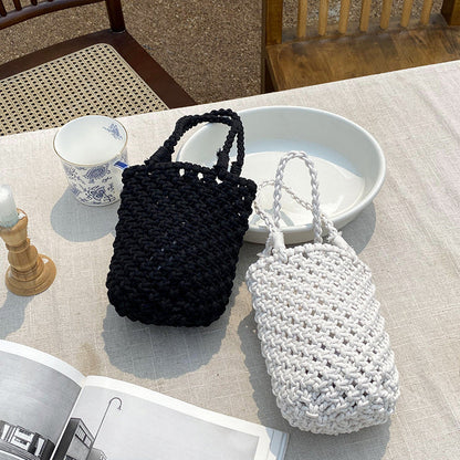 Hollow Out Simple Bucket Woven Bag