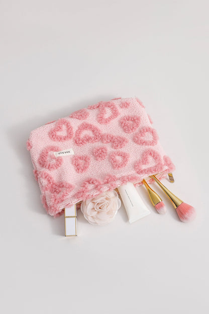 Pink Plushed Love Jacquard Make Up Bag