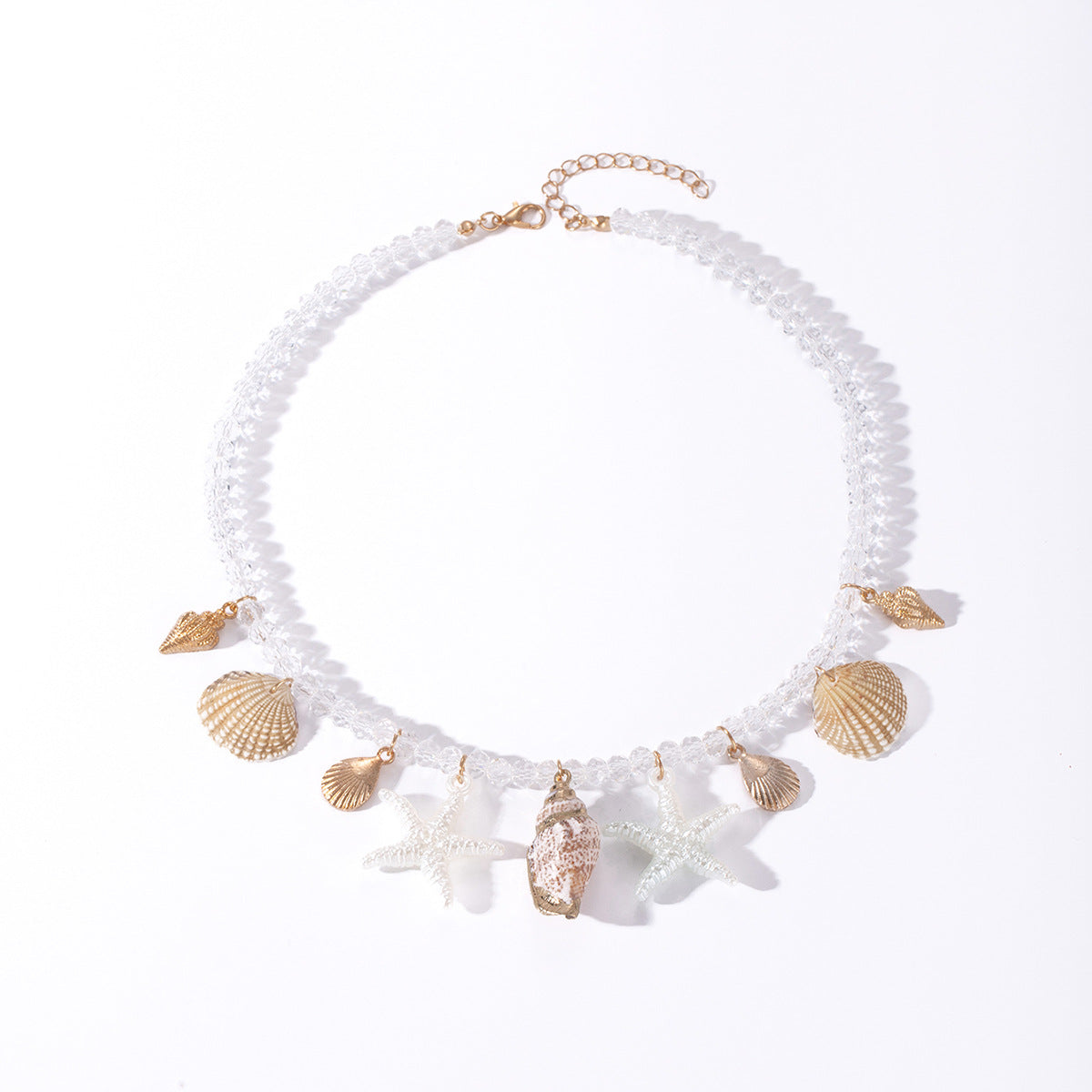 Minimalist Conch Shell Pendant Bead Necklace