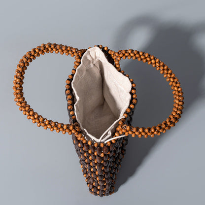 Handmade Wooden Bead Woven Handbags