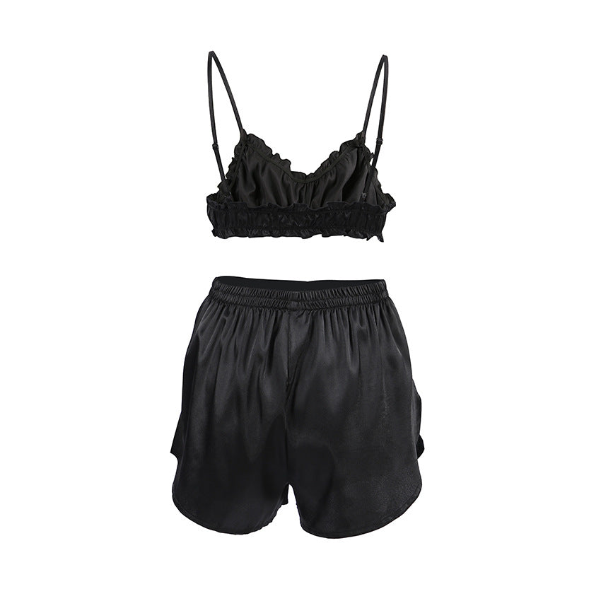Flounce Solid Color Sexy Sleepwear Sets