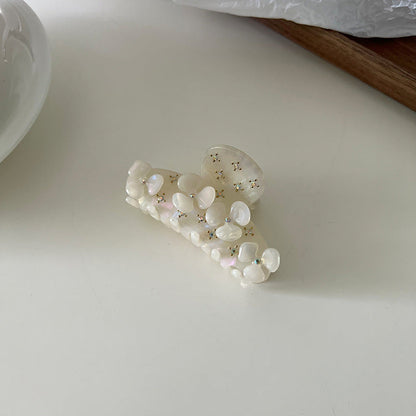 Vintage Rhinestone Flower Acetate Hair Claw