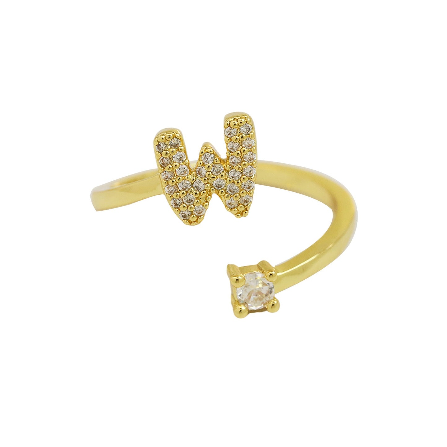 Letters A–Z Sparkling Zircon Adjustable Ring