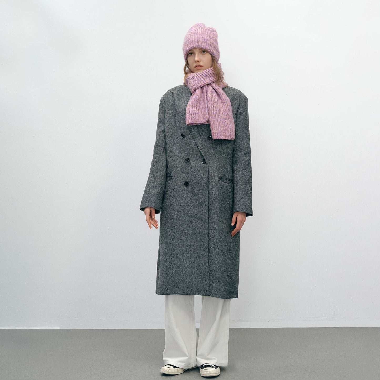 Solid Color Simple Knit Hats Scarves Set