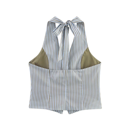 Striped Halter Vest Top Loose Pants Sets