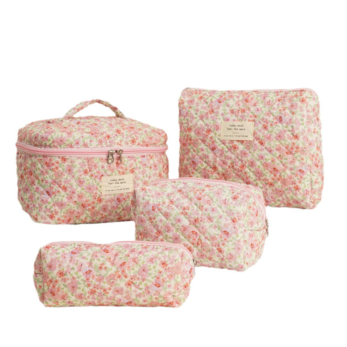 Cute Flower Printed Quilted Cosmetic Bag