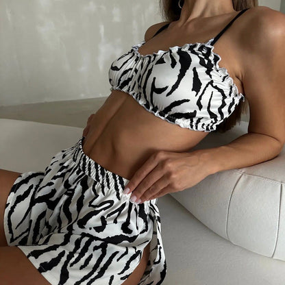 Sexy Zebra Print Soft Sleepwear Sets