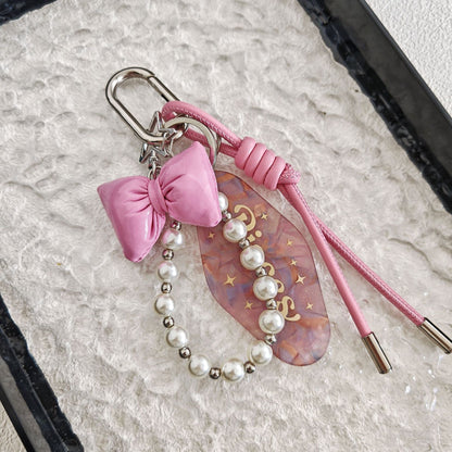 Simple Bow Pearls Keychain Bag Charms