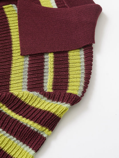 Color Block Striped Short Sleeve Knit Top