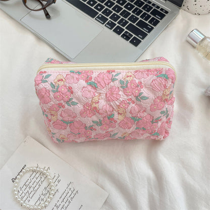 Cute Cartoon Print Flower Print Make Up Bag