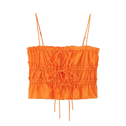 Simple Bowknot Spaghetti Strap Crop Top