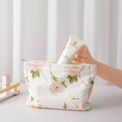 Elegant Floral Print Travel Cosmetic Pouch