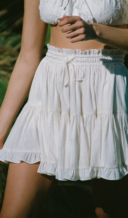 Trendy Pleated High Waisted Drawstring Skirt