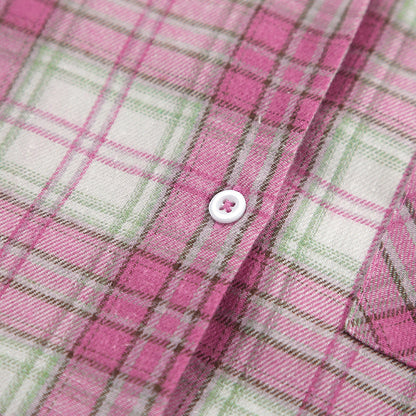 Plaid Long Sleeve Shirt and Pants Sets