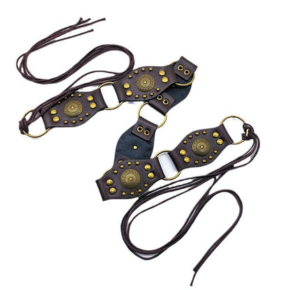 Vintage Studed Metal String Leather Belt