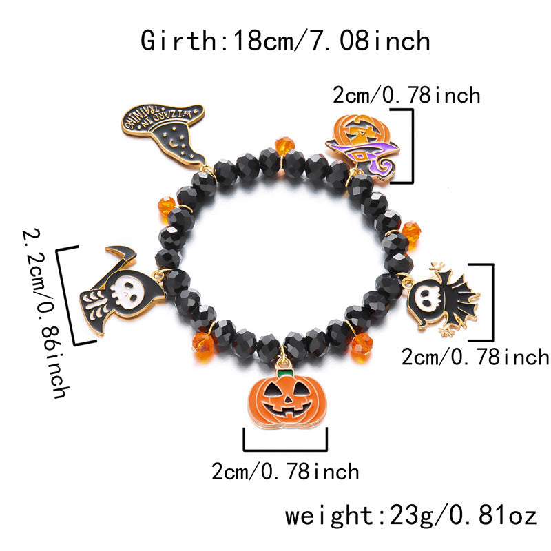 Spooky Ghost Pumpkin Spider Charm Halloween Bracelet