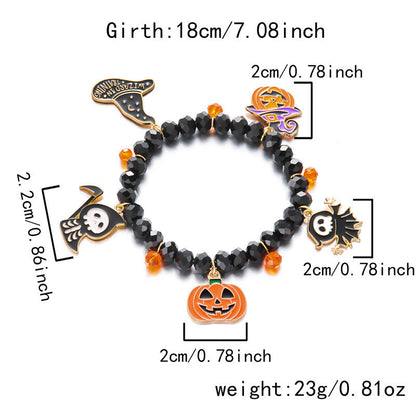 Spooky Ghost Pumpkin Spider Charm Halloween Bracelet