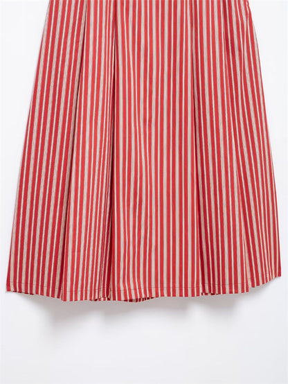 Sexy Striped Sleeveless Top A-Line Skirt Set