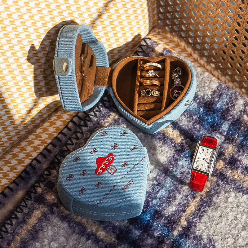 Cartoon Embroidered Portable Mini Jewelry Case