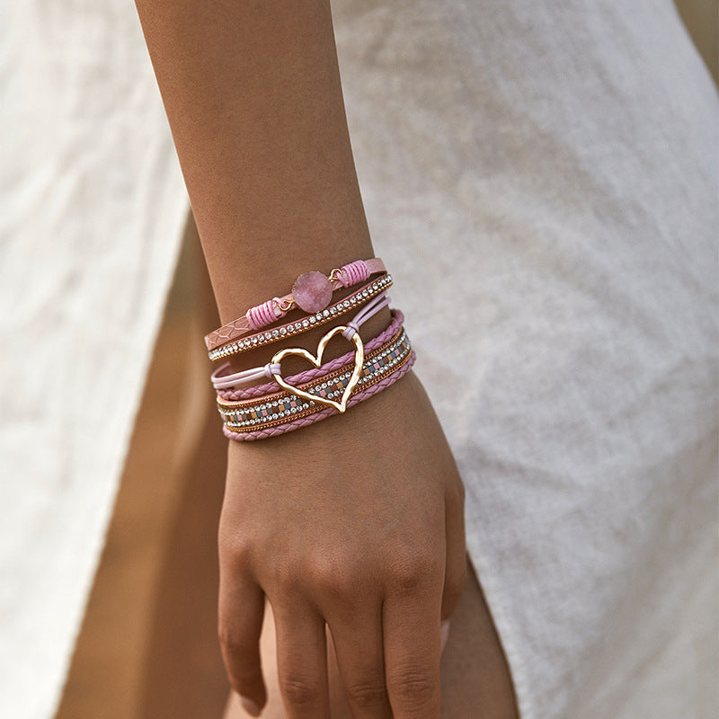 Rhinestone Bohemian Layered Love Bracelet