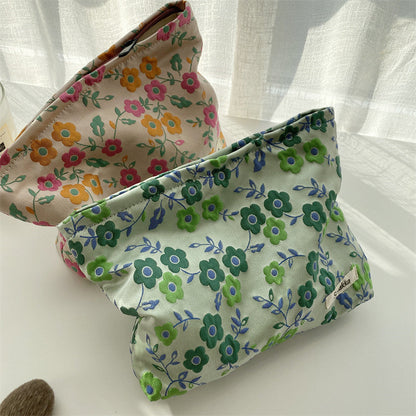 Flower Print Large Capacity Make Up Bag