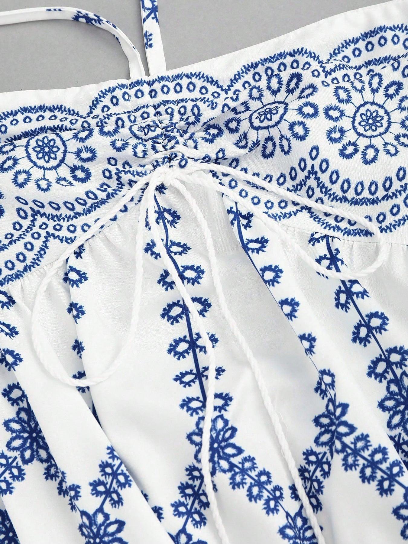 Print Halter Print String Midi Dress