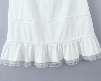 White Sweet Flounce Sleeveless Top Skirt Set