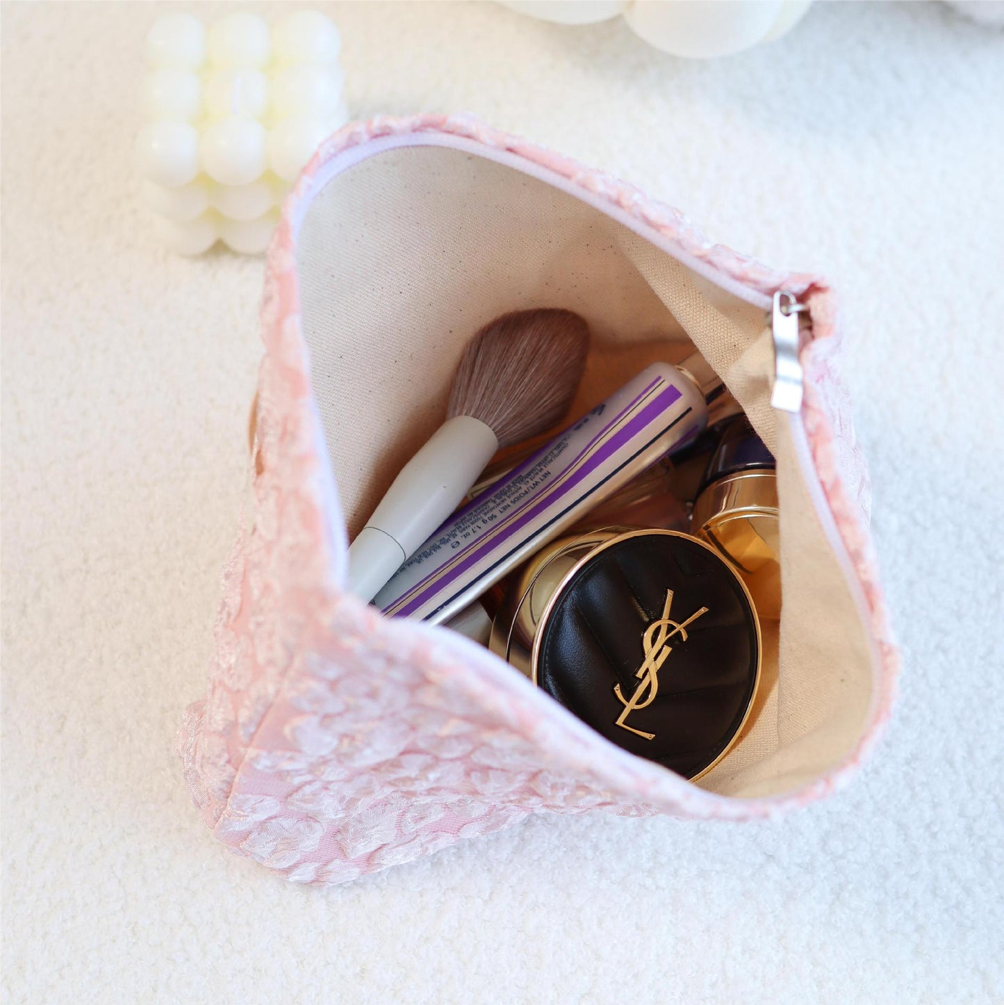 Floral Jacquard Simple Cloudy Cosmetic Bag
