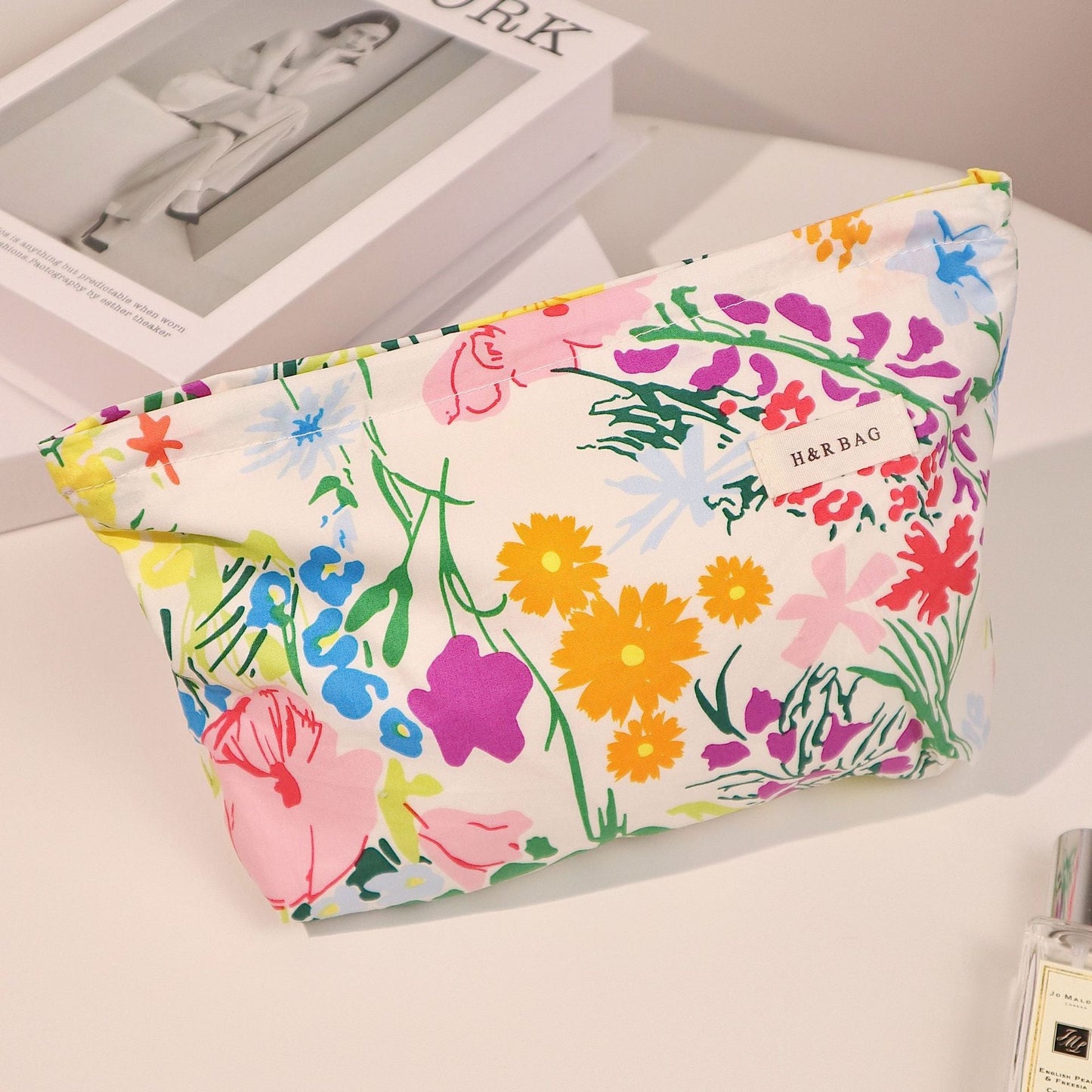 Colorful Floral Print Simple Cosmetic Bag