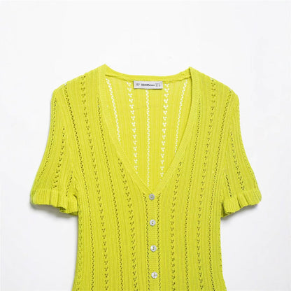 Trendy Hollow Out Jacquard Knit Top