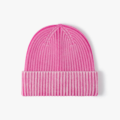 Washed Ribbed Knit Hat Solid Color Beanie
