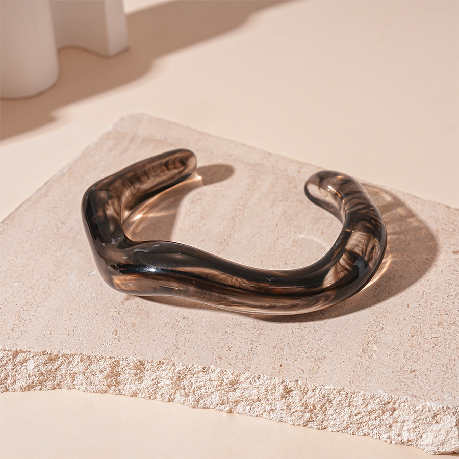 Wave Tie-Dye Geometric Open Acrylic Bracelets