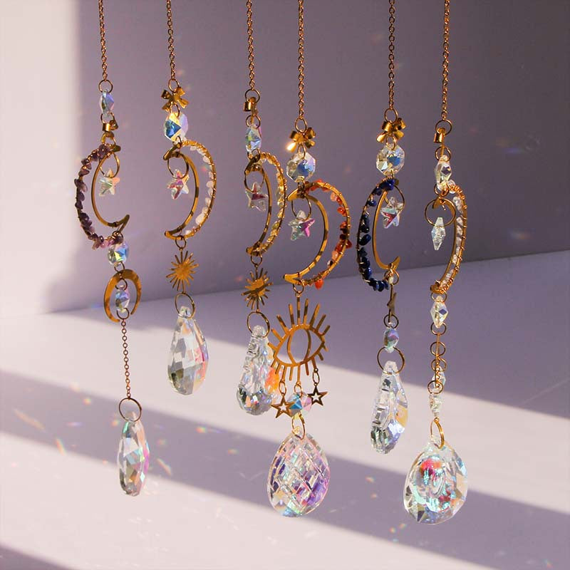 Colorful Sun Moon Hanging Crystal Decoration