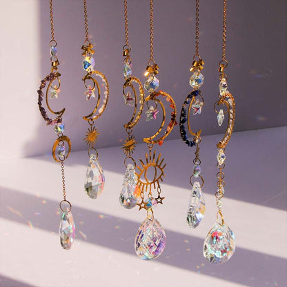 Colorful Sun Moon Hanging Crystal Decoration