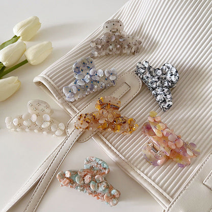 Vintage Rhinestone Flower Acetate Hair Claw