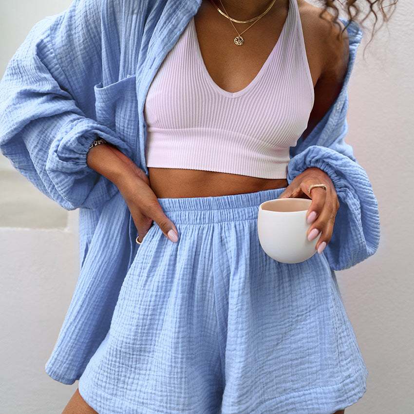 Solid Color Loose Casual Homewear Sets
